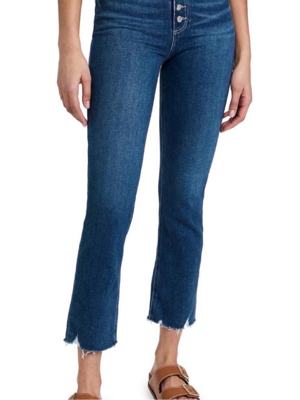 PAIGE Dark Blue High-Rise Cropped Flare Jeans Size 26 Premium Denim Quiet Luxury